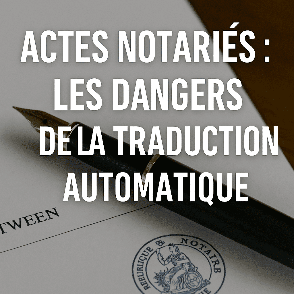 Image illustrant les risques juridiques des traductions automatiques d’actes notariés